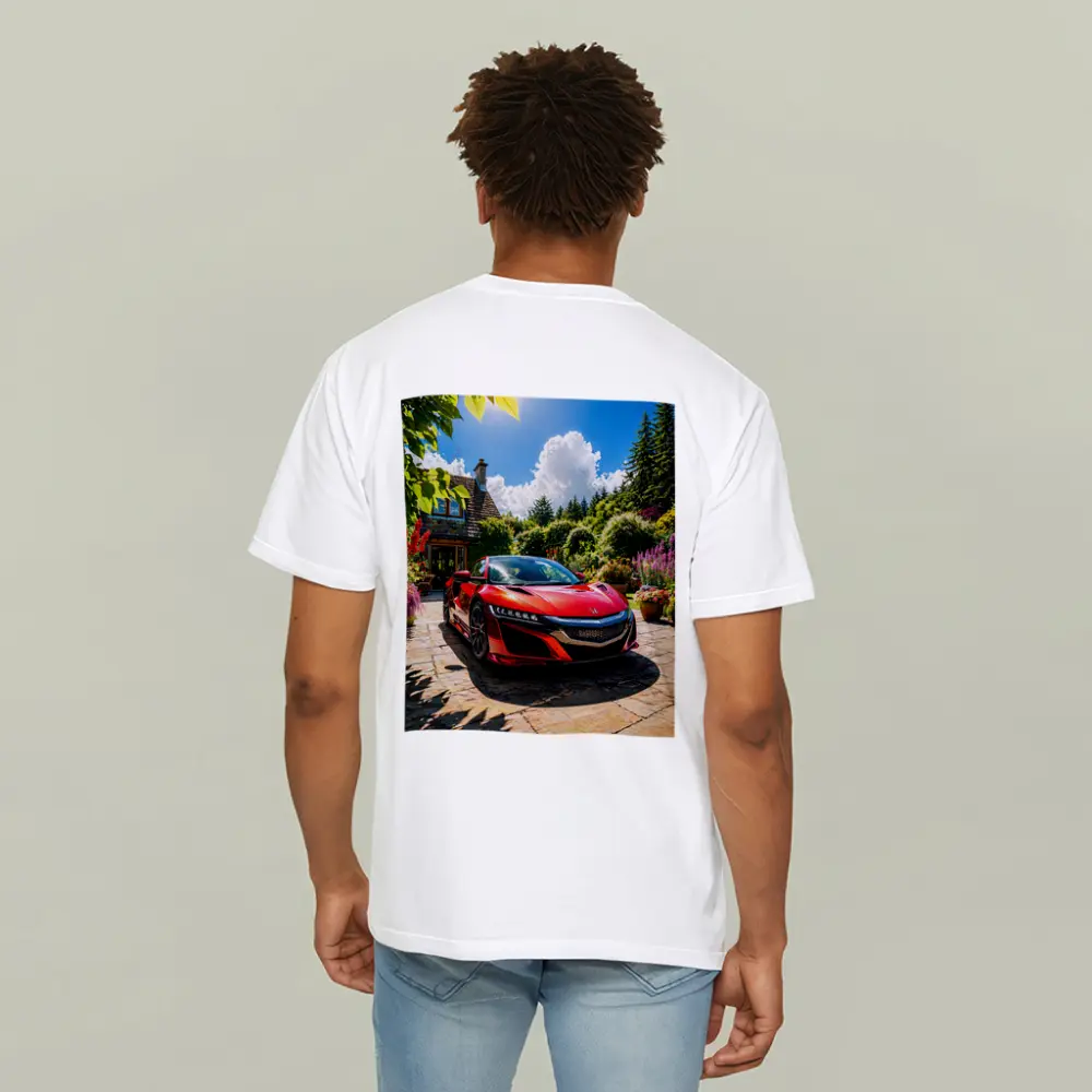 Honda NSX Red Supercar Cottage Garden Setting – T-Shirts