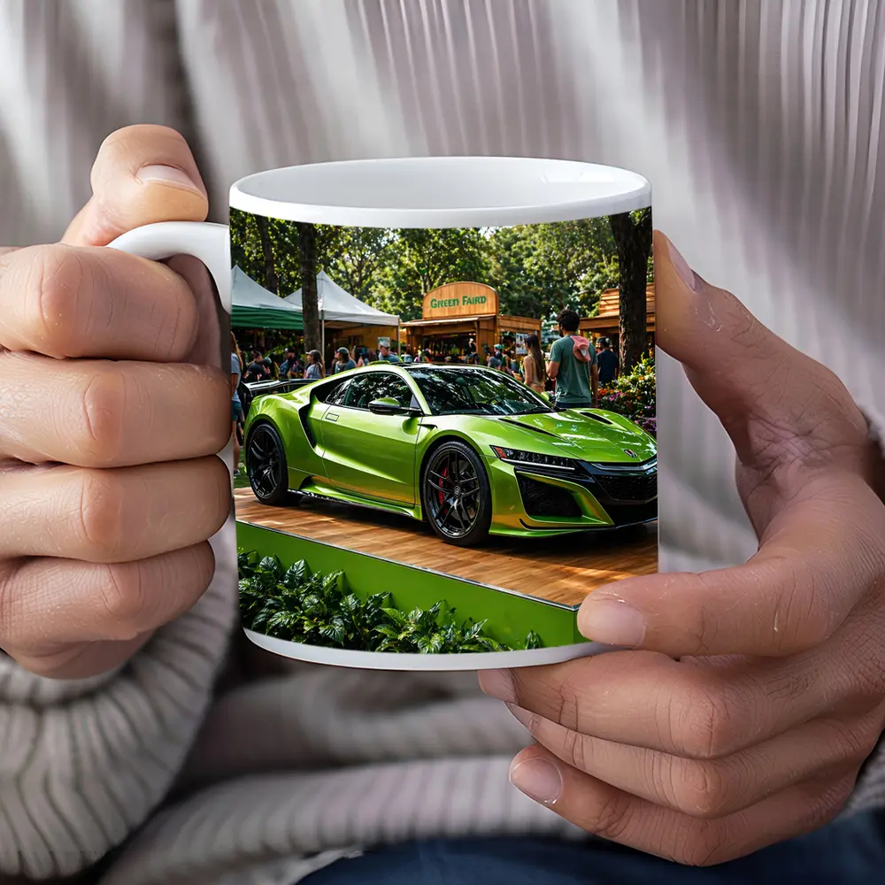 Acura NSX Green Supercar at Outdoor Fair – Mugs