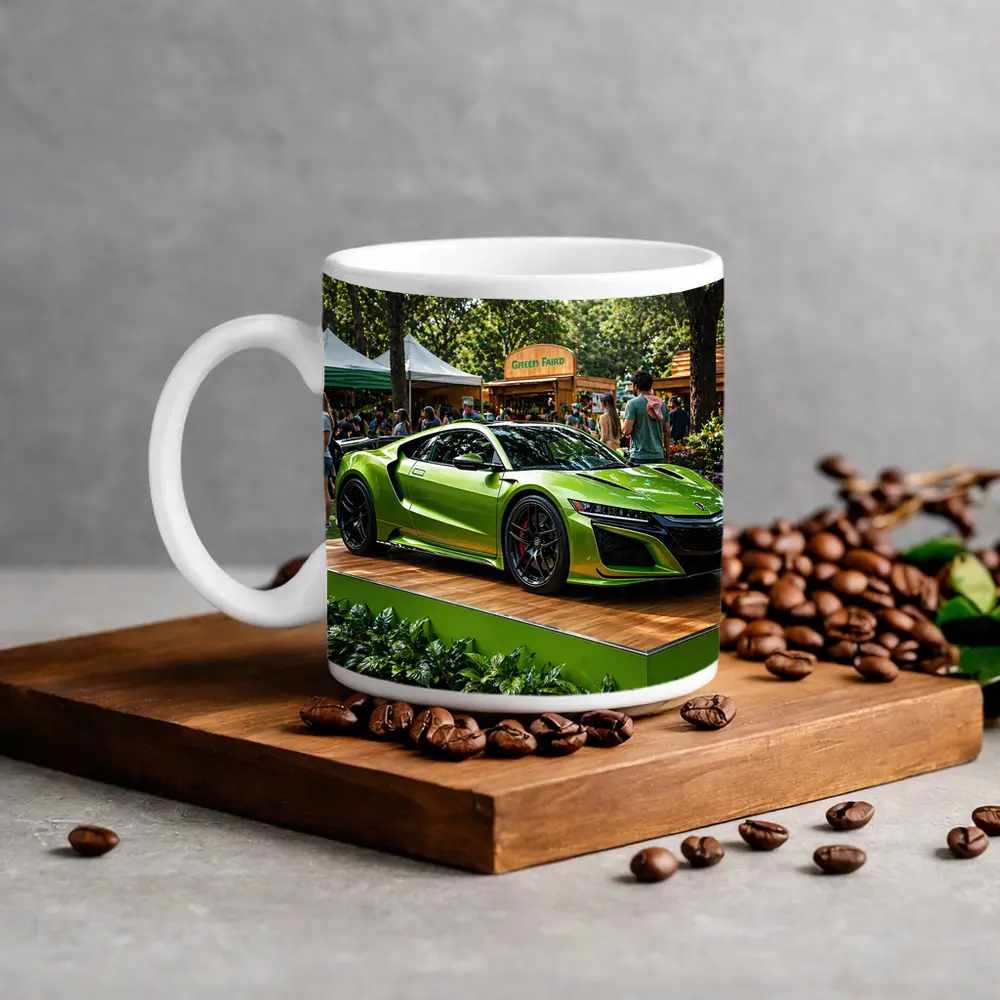 Acura NSX Green Supercar at Outdoor Fair – Mugs