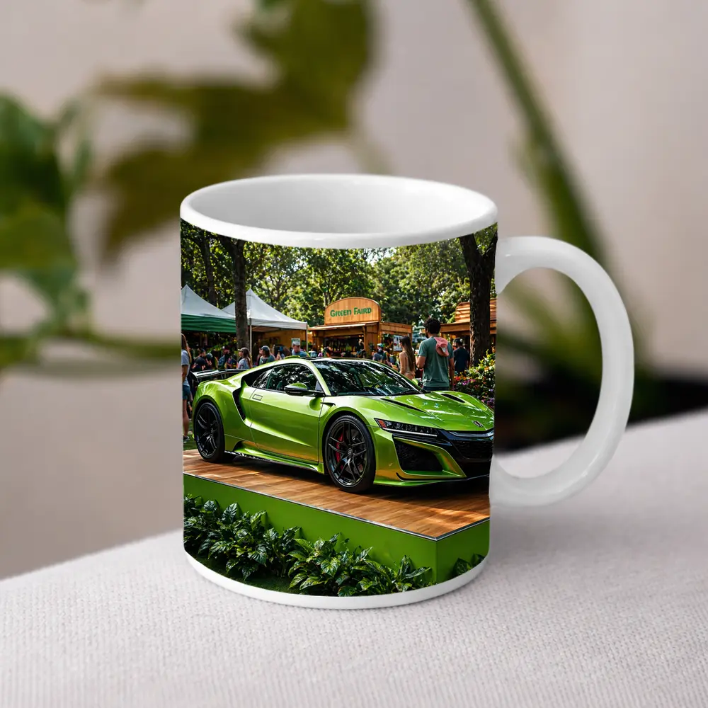 Acura NSX Green Supercar at Outdoor Fair – Mugs