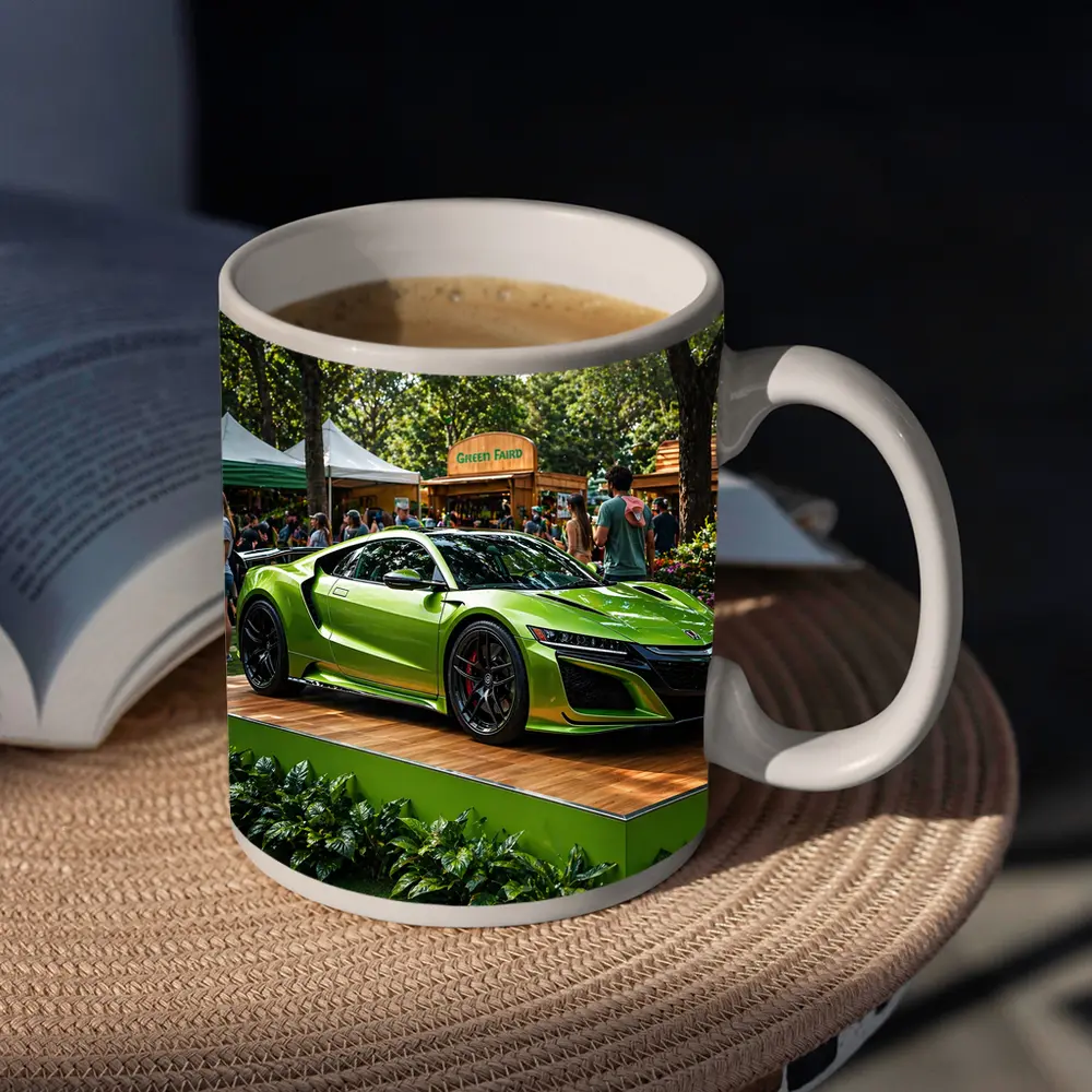 Acura NSX Green Supercar at Outdoor Fair – Mugs