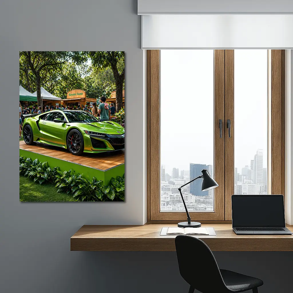 Acura NSX Green Supercar at Outdoor Fair – Wall Art