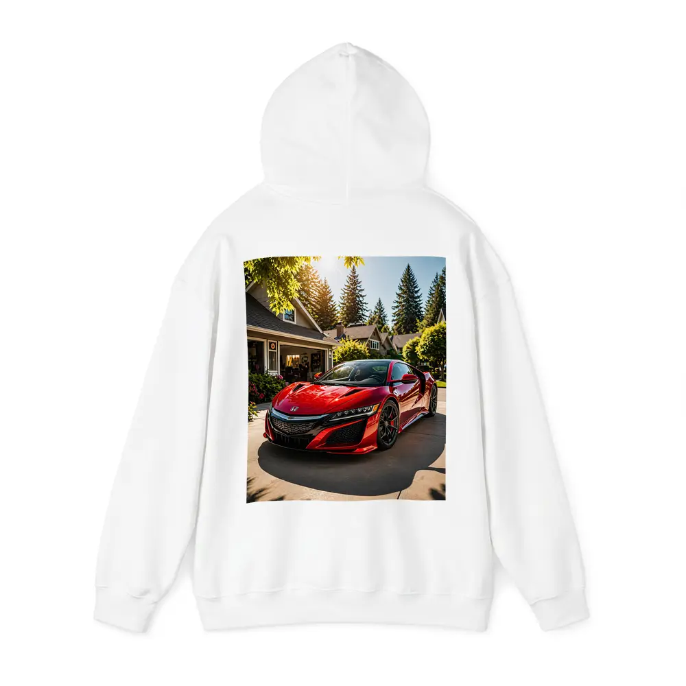 Honda NSX Red Supercar Suburban Driveway – Hoodies