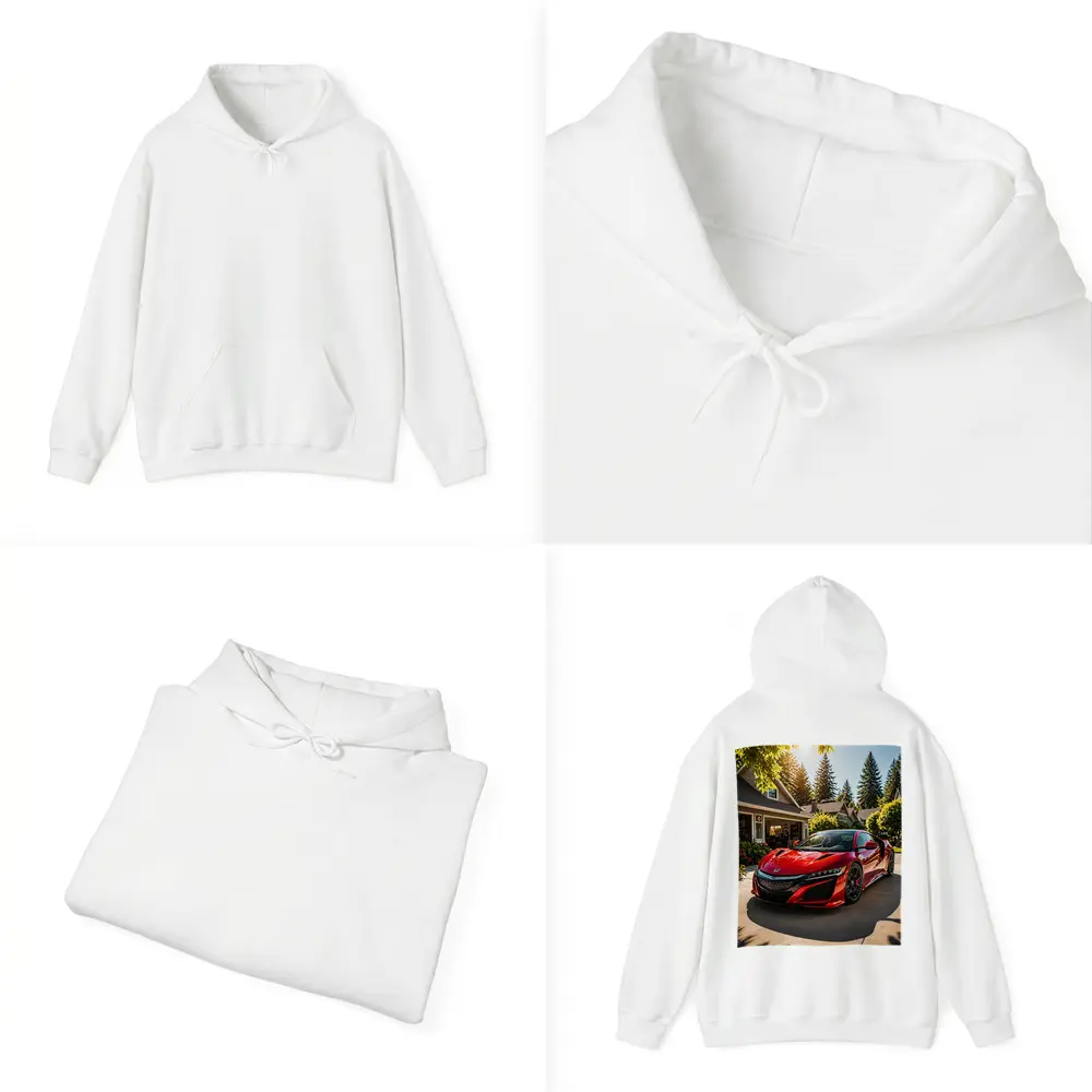 Honda NSX Red Supercar Suburban Driveway – Hoodies