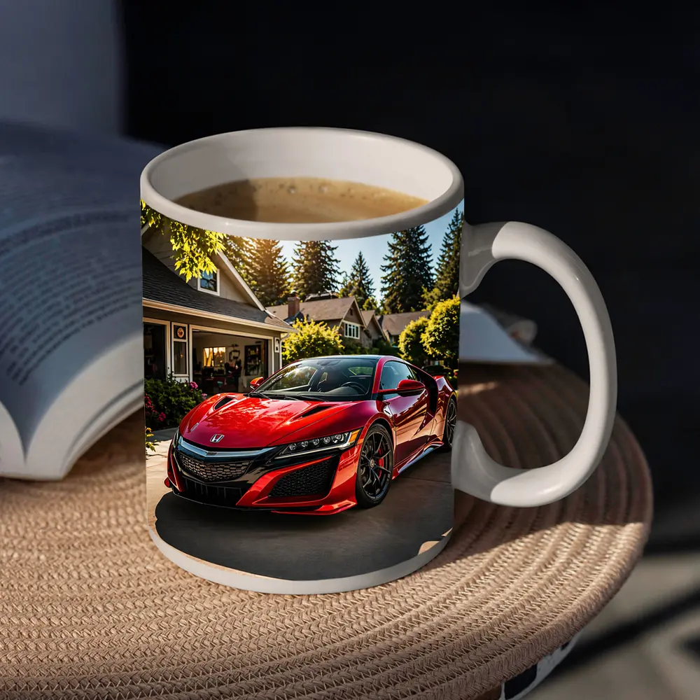 Honda NSX Red Supercar Suburban Driveway – Mugs