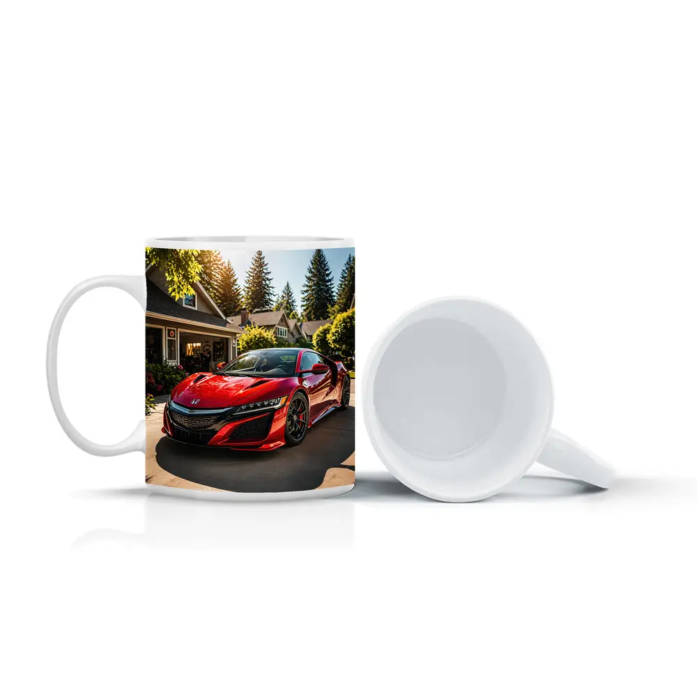 Honda NSX Red Supercar Suburban Driveway – Mugs