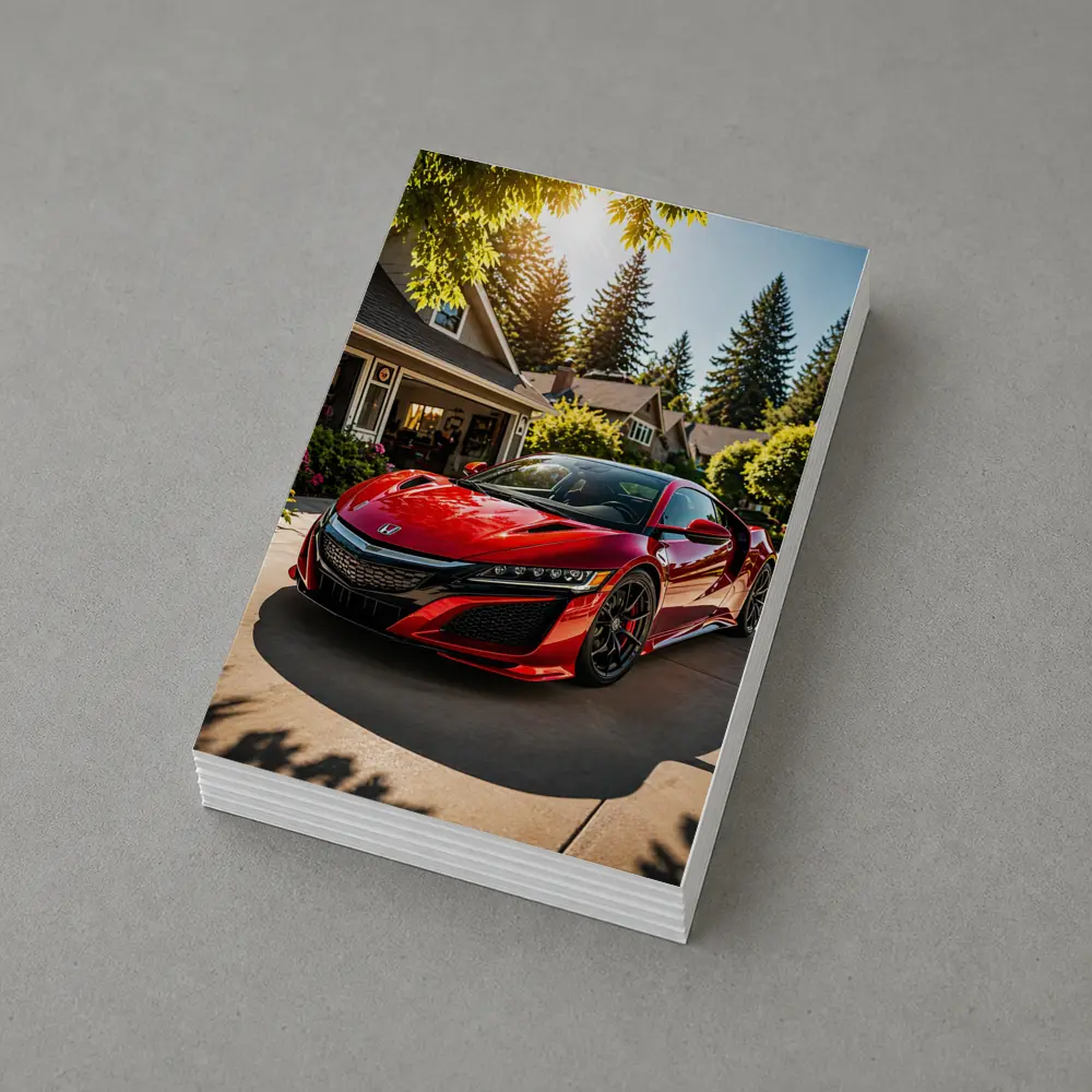 Honda NSX Red Supercar Suburban Driveway – Postcards