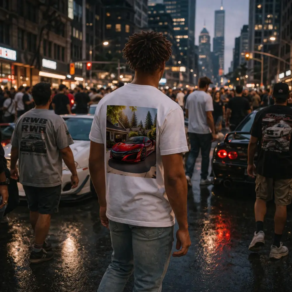Honda NSX Red Supercar Suburban Driveway – T-Shirts