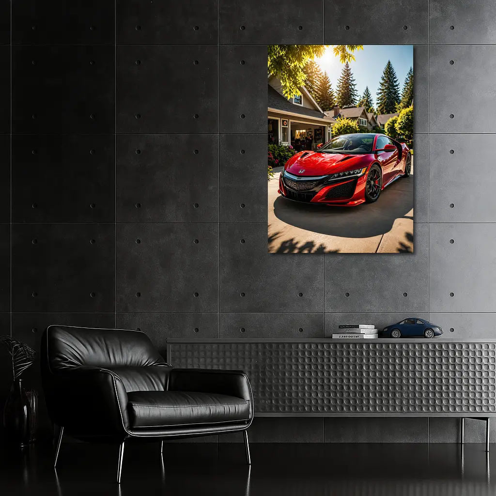Honda NSX Red Supercar Suburban Driveway – Wall Art