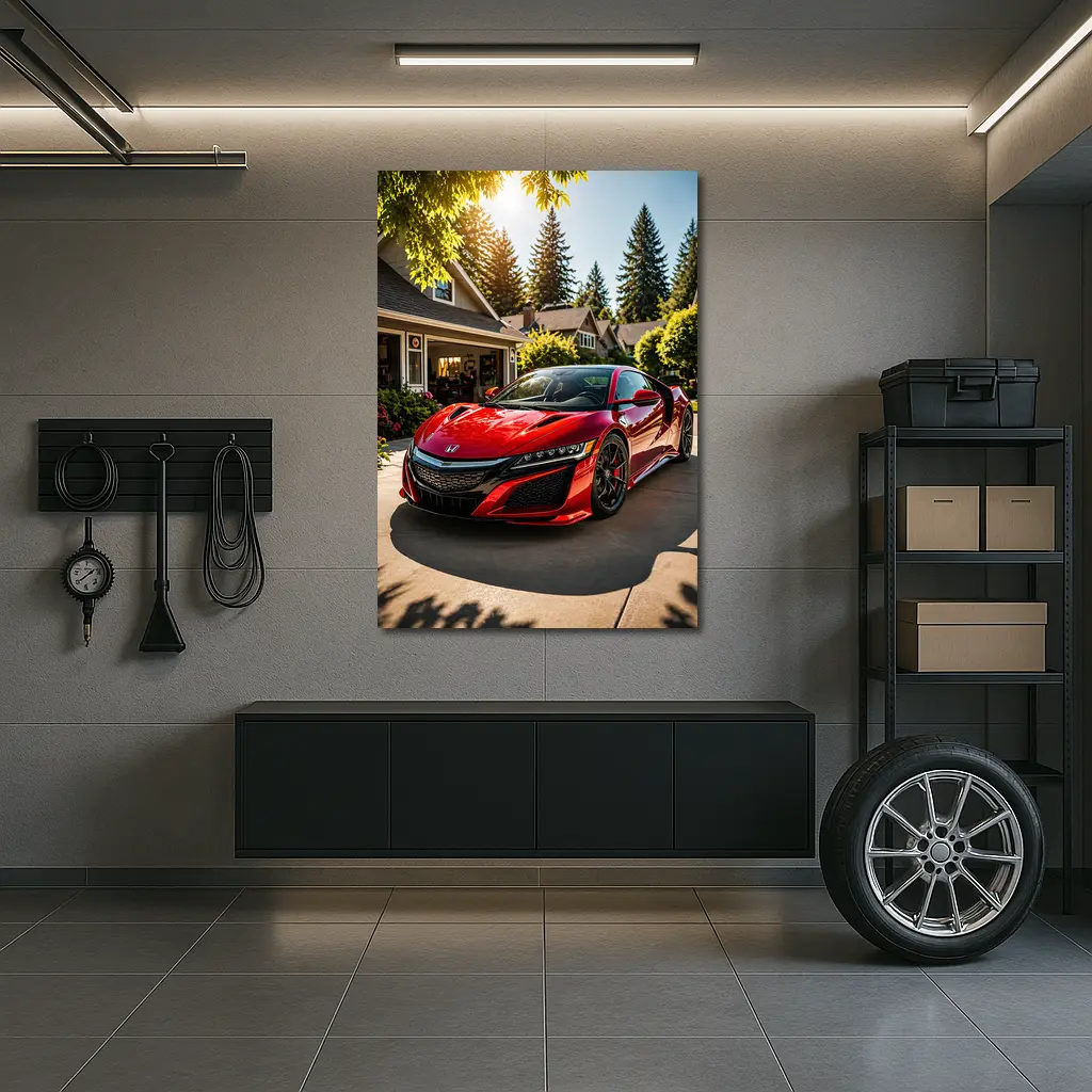 Honda NSX Red Supercar Suburban Driveway – Wall Art