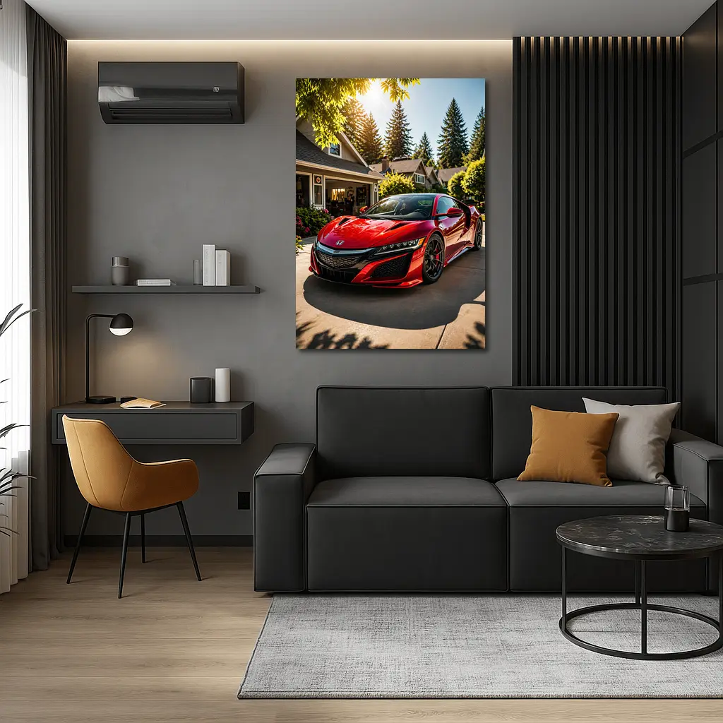 Honda NSX Red Supercar Suburban Driveway – Wall Art