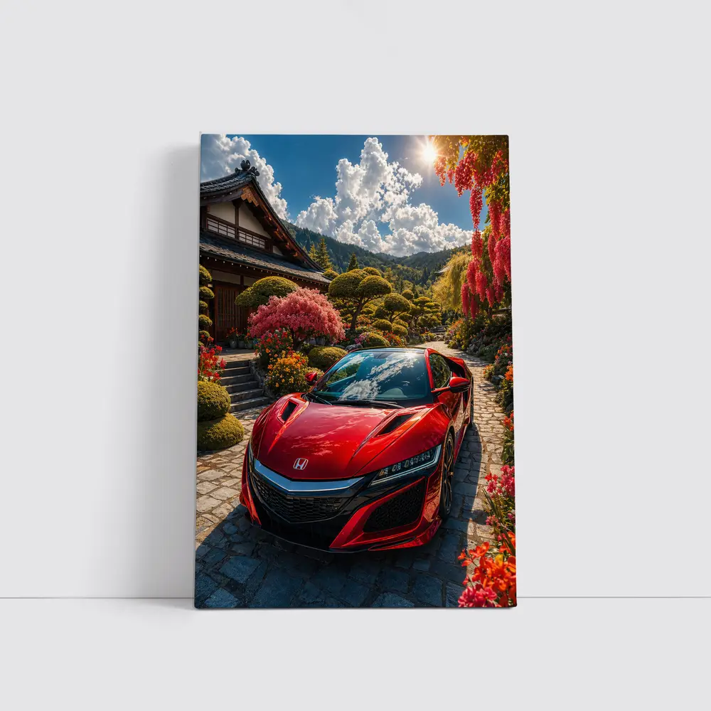 Honda NSX Red Sports Car Japanese Garden – Wall Art
