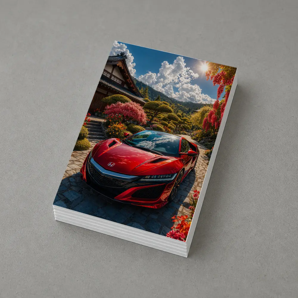 Honda NSX Red Sports Car Japanese Garden – Postcards