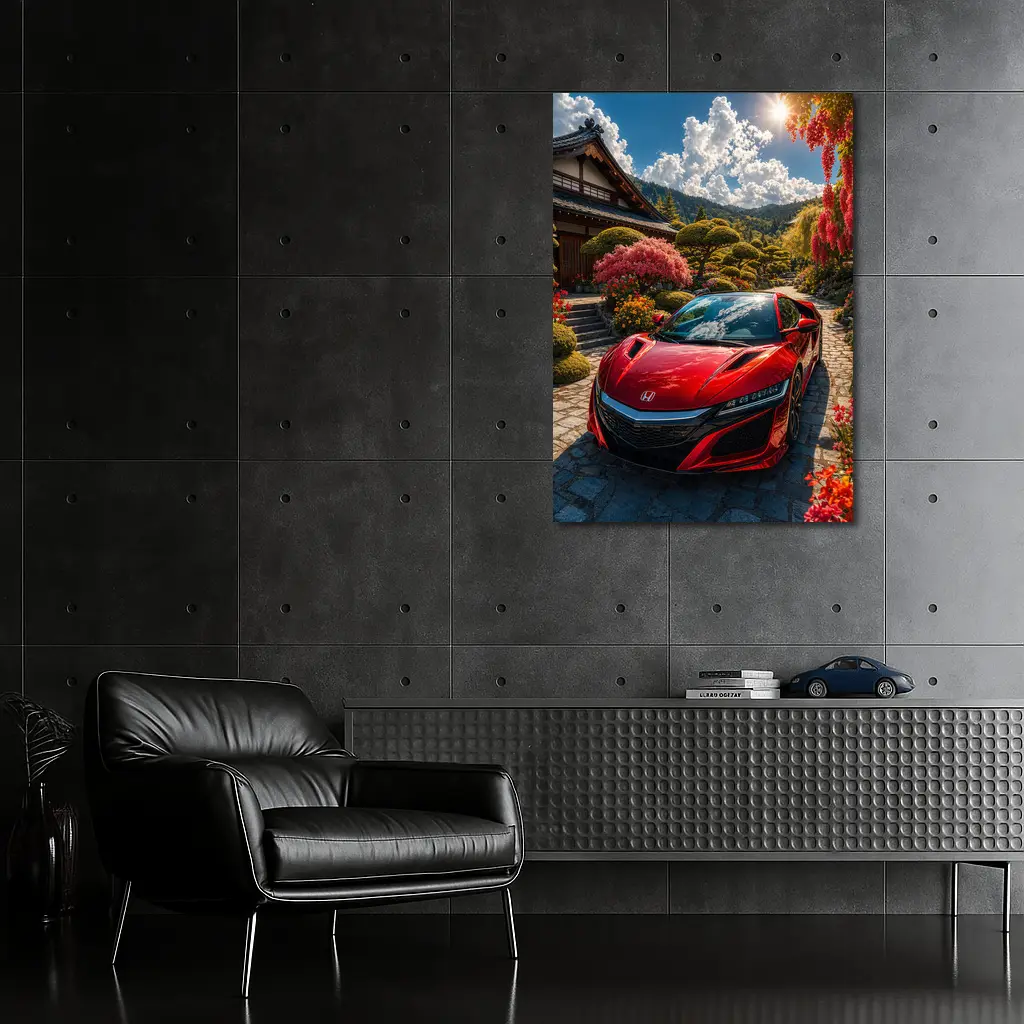 Honda NSX Red Sports Car Japanese Garden – Wall Art