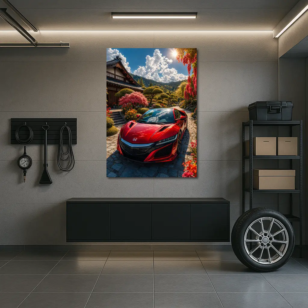 Honda NSX Red Sports Car Japanese Garden – Wall Art
