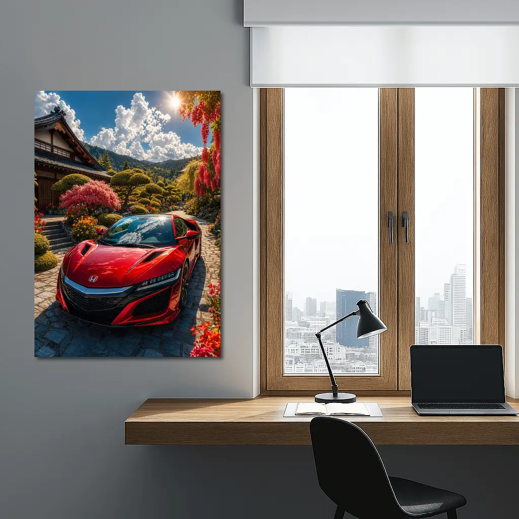 Honda NSX Red Sports Car Japanese Garden – Wall Art