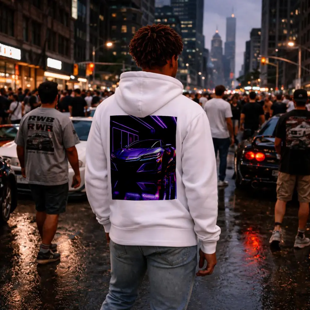 Honda NSX Purple Neon Garage Night – Hoodies