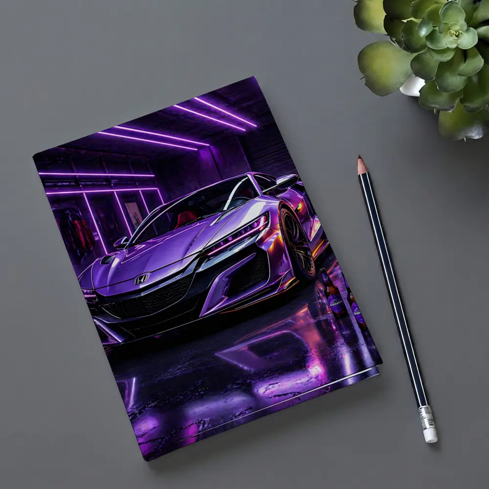 Honda NSX Purple Neon Garage Night – Notebooks