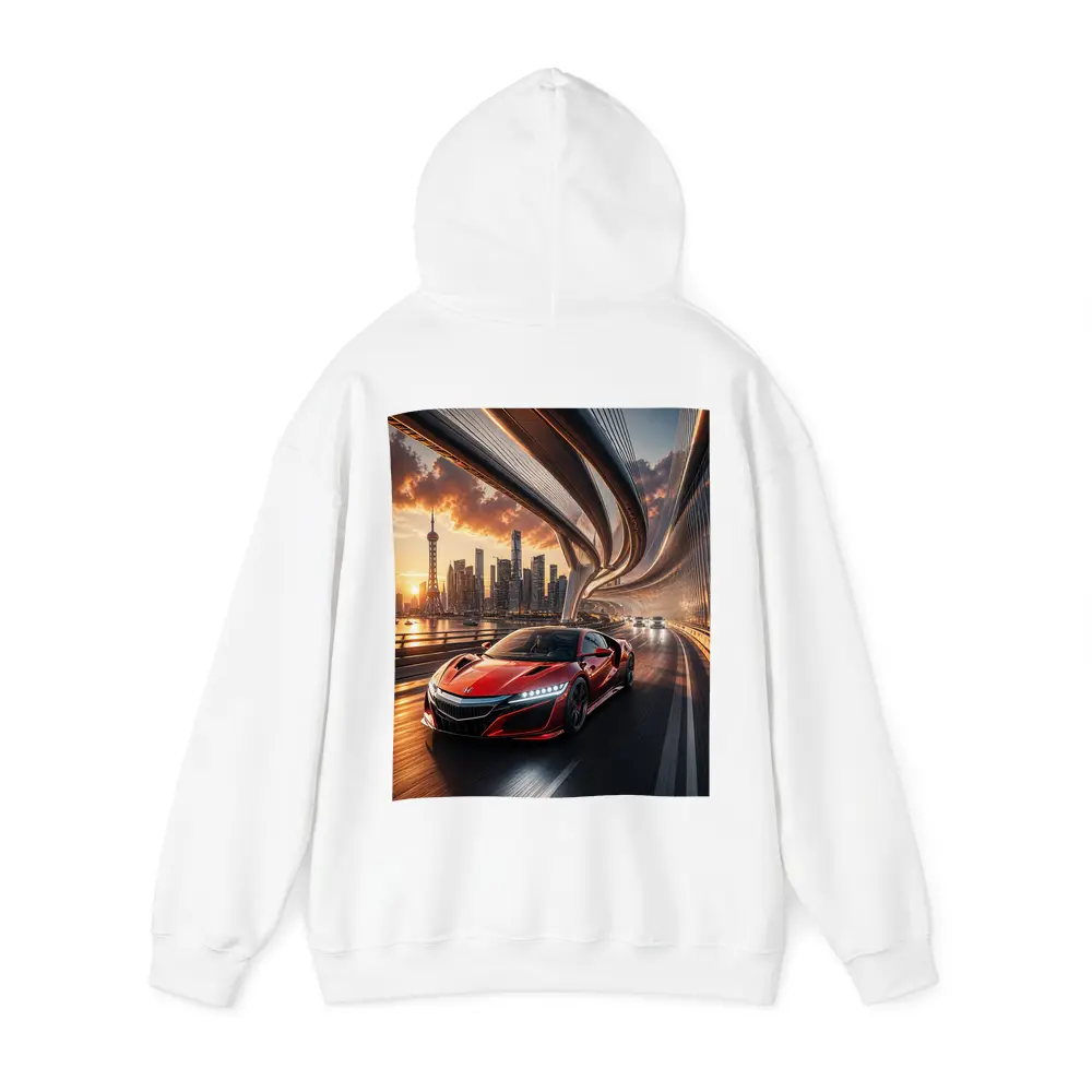 Honda NSX Red Supercar City Bridge Sunset – Hoodies