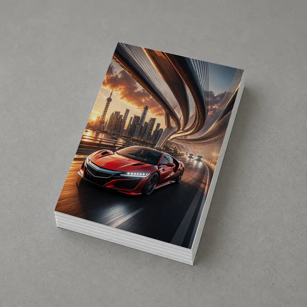 Honda NSX Red Supercar City Bridge Sunset – Postcards