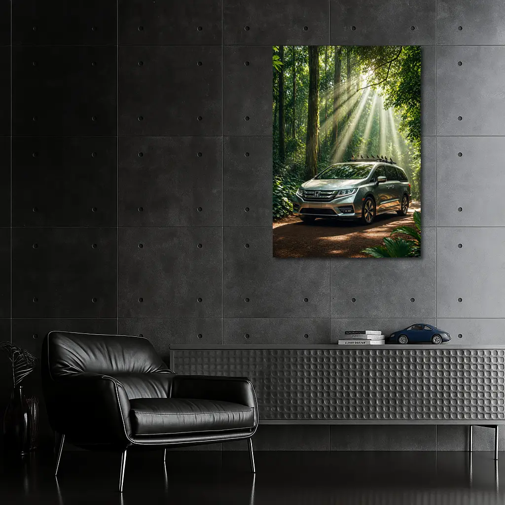 Honda Odyssey Minivan Parked In Forest – Wall Art