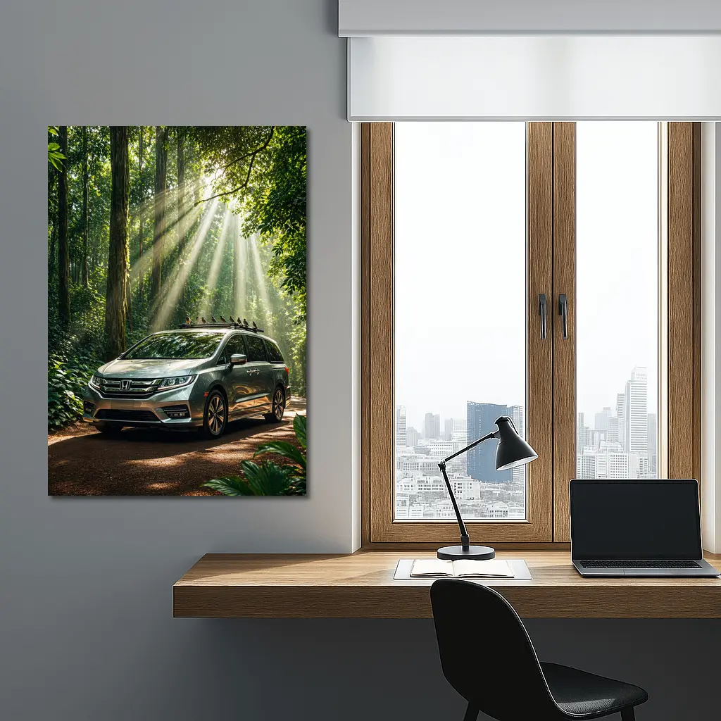 Honda Odyssey Minivan Parked In Forest – Wall Art