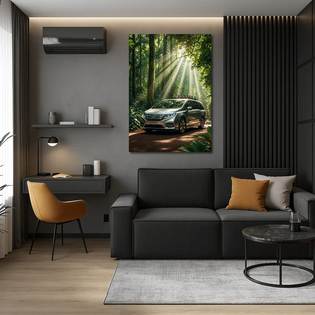 Honda Odyssey Minivan Parked In Forest – Wall Art