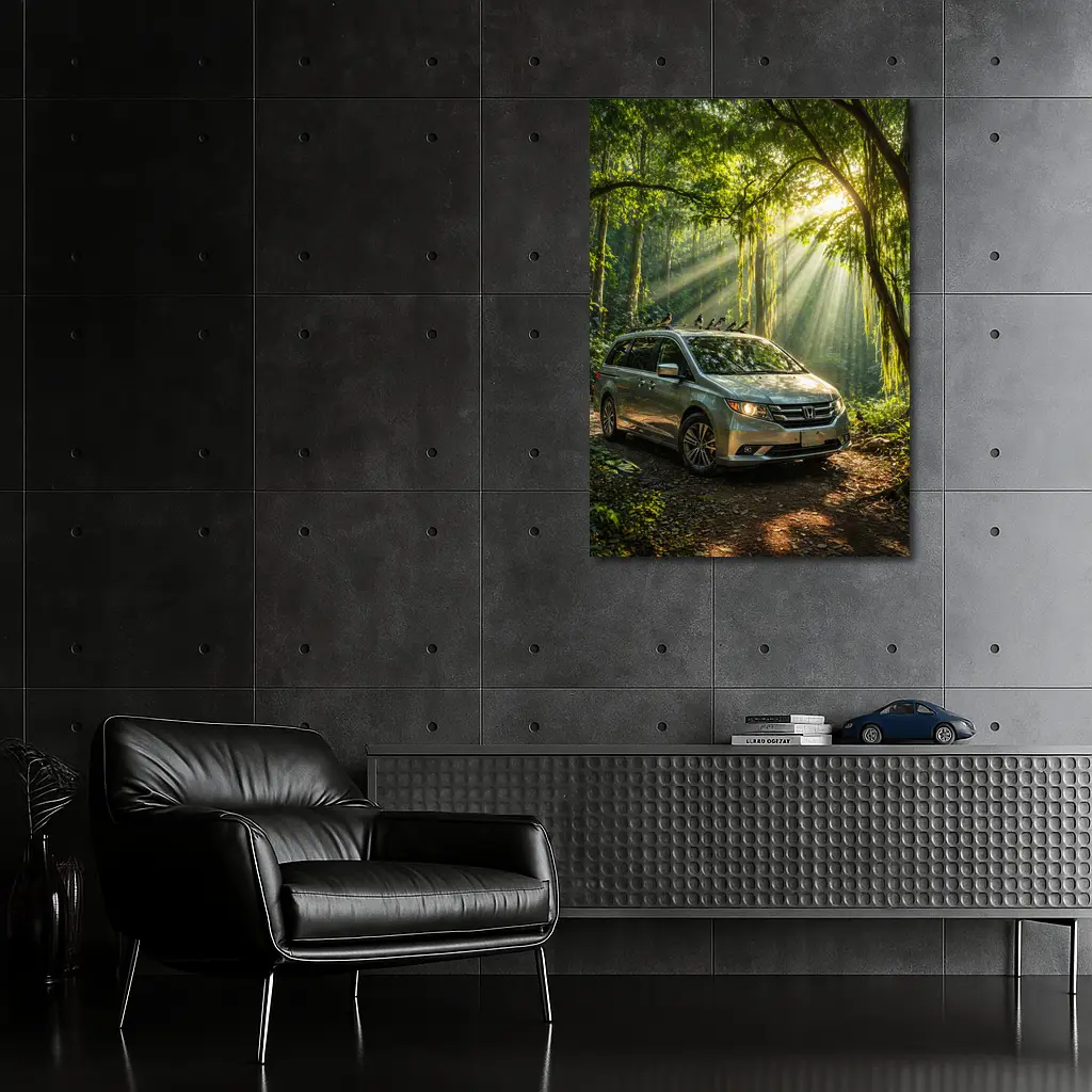Honda Odyssey Minivan Parked In Forest – Wall Art