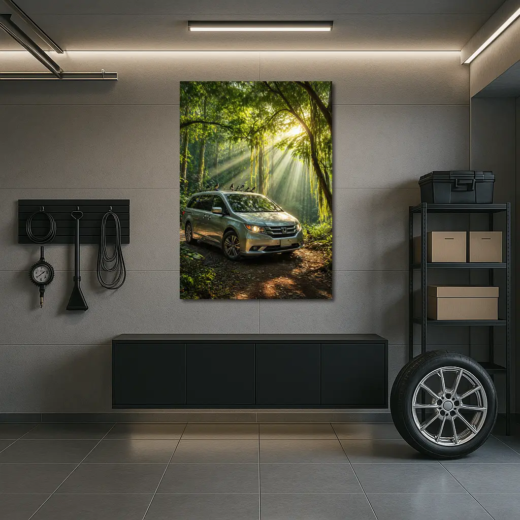 Honda Odyssey Minivan Parked In Forest – Wall Art