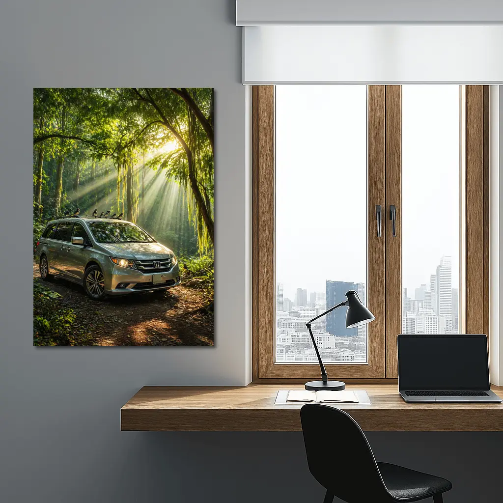Honda Odyssey Minivan Parked In Forest – Wall Art