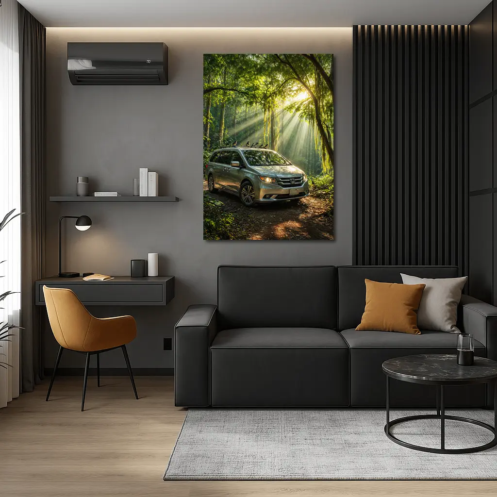 Honda Odyssey Minivan Parked In Forest – Wall Art