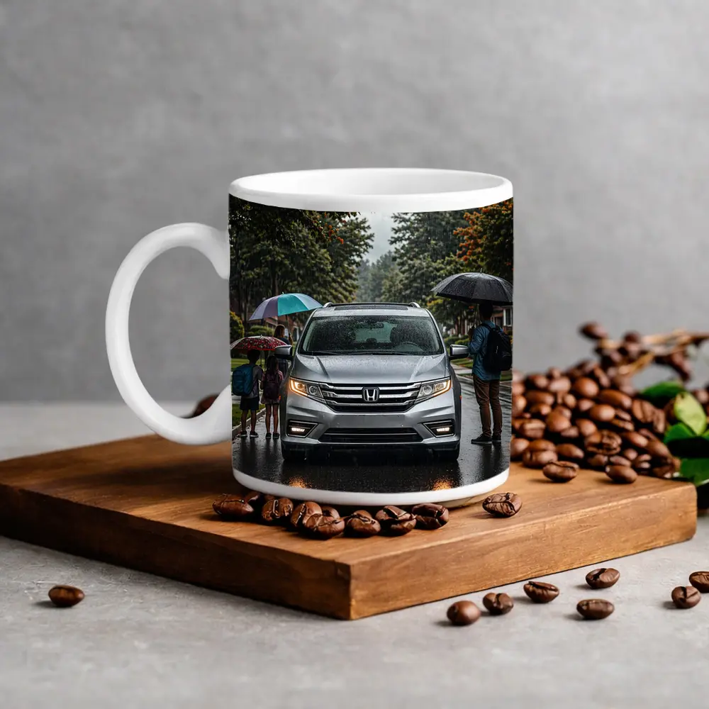 Honda Odyssey Minivan Family Rainy Street – Mugs