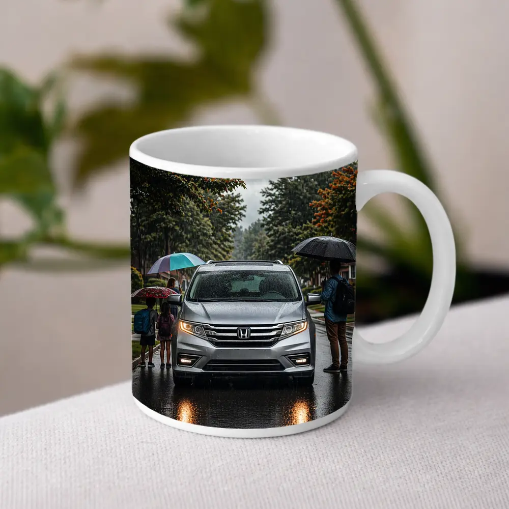 Honda Odyssey Minivan Family Rainy Street – Mugs