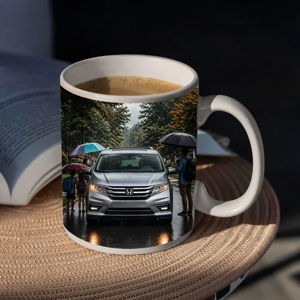 Honda Odyssey Minivan Family Rainy Street – Mugs