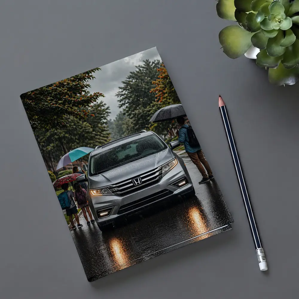 Honda Odyssey Minivan Family Rainy Street – Notebooks