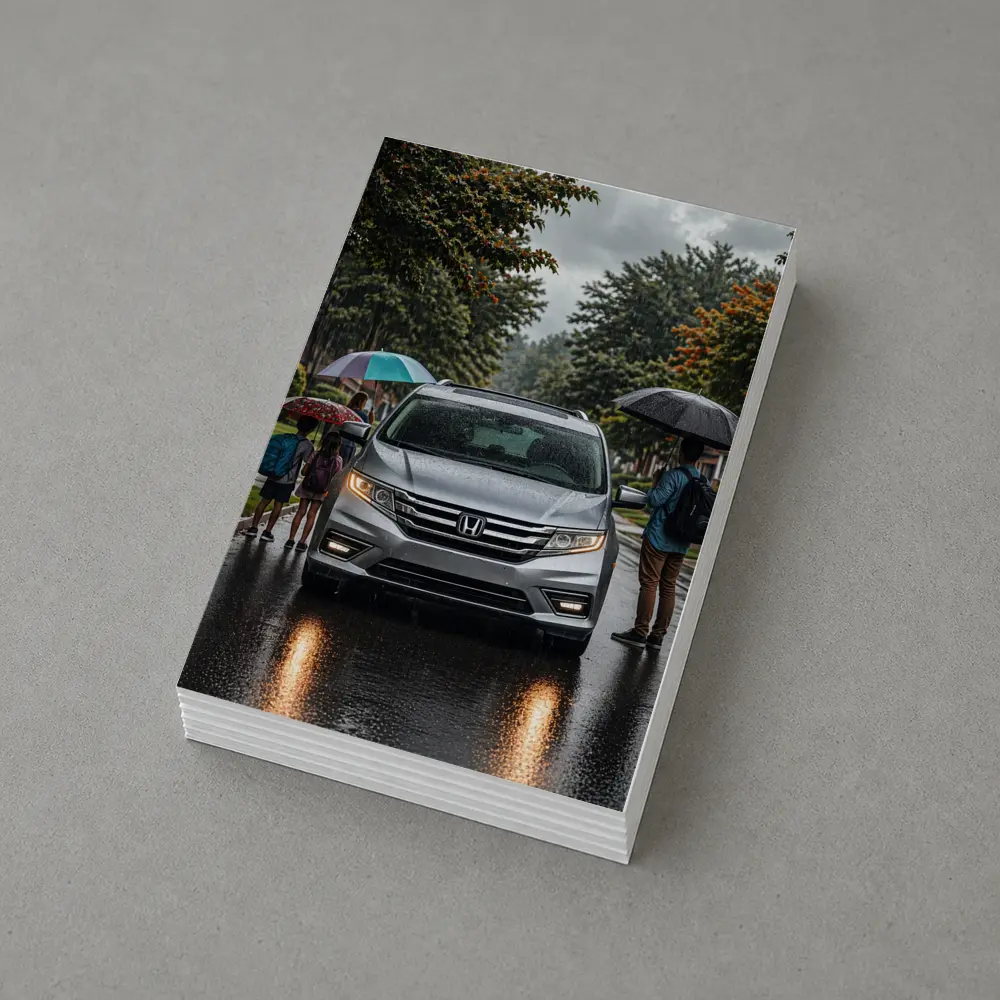 Honda Odyssey Minivan Family Rainy Street – Postcards