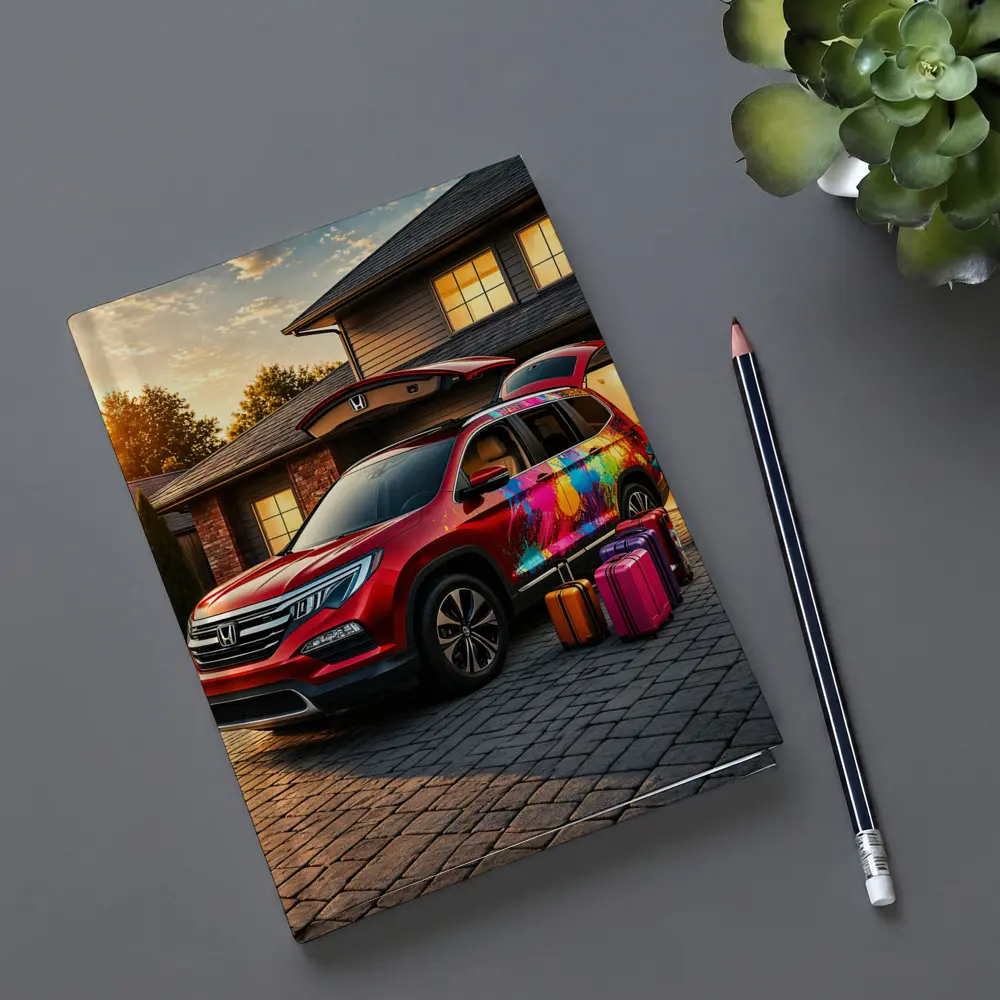 Honda Pilot SUV Family Trip Driveway Sunset – Notebooks