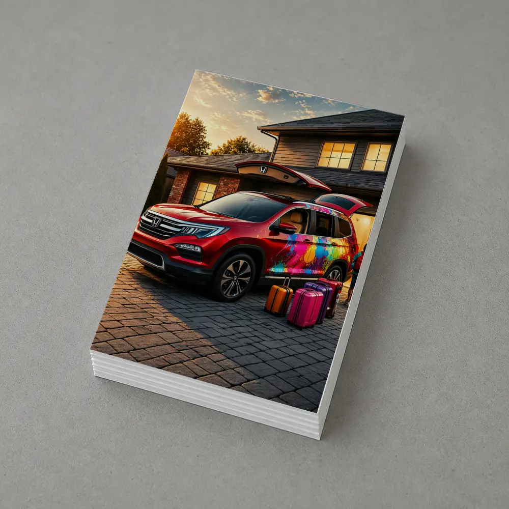 Honda Pilot SUV Family Trip Driveway Sunset – Postcards