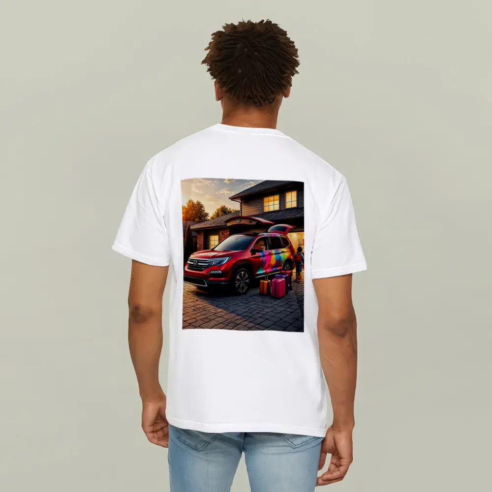 Honda Pilot SUV Family Trip Driveway Sunset – T-Shirts