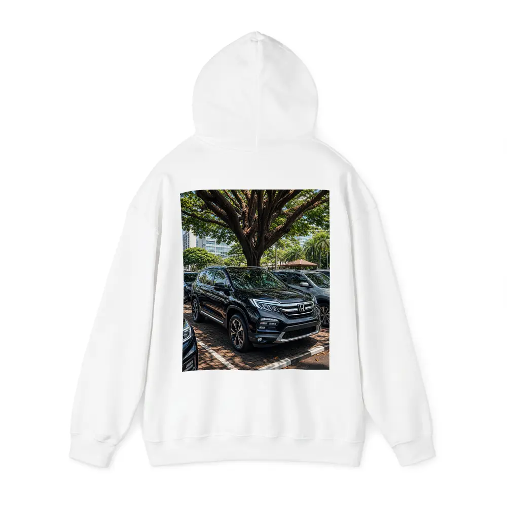 Honda Pilot Black SUV Urban Parking Scene – Hoodies