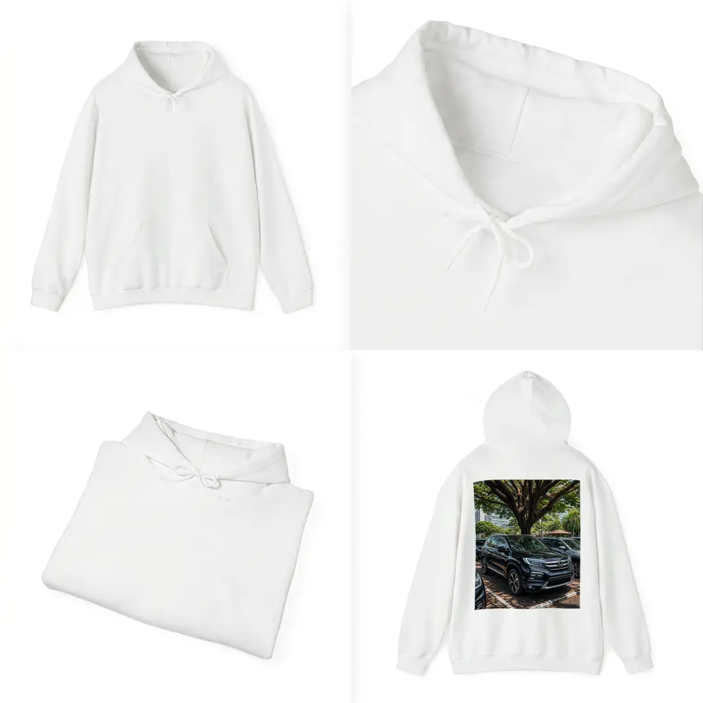 Honda Pilot Black SUV Urban Parking Scene – Hoodies
