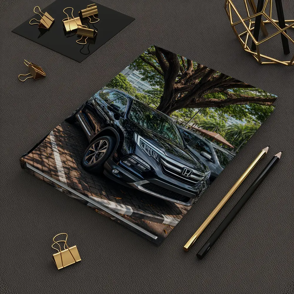 Honda Pilot Black SUV Urban Parking Scene – Notebooks