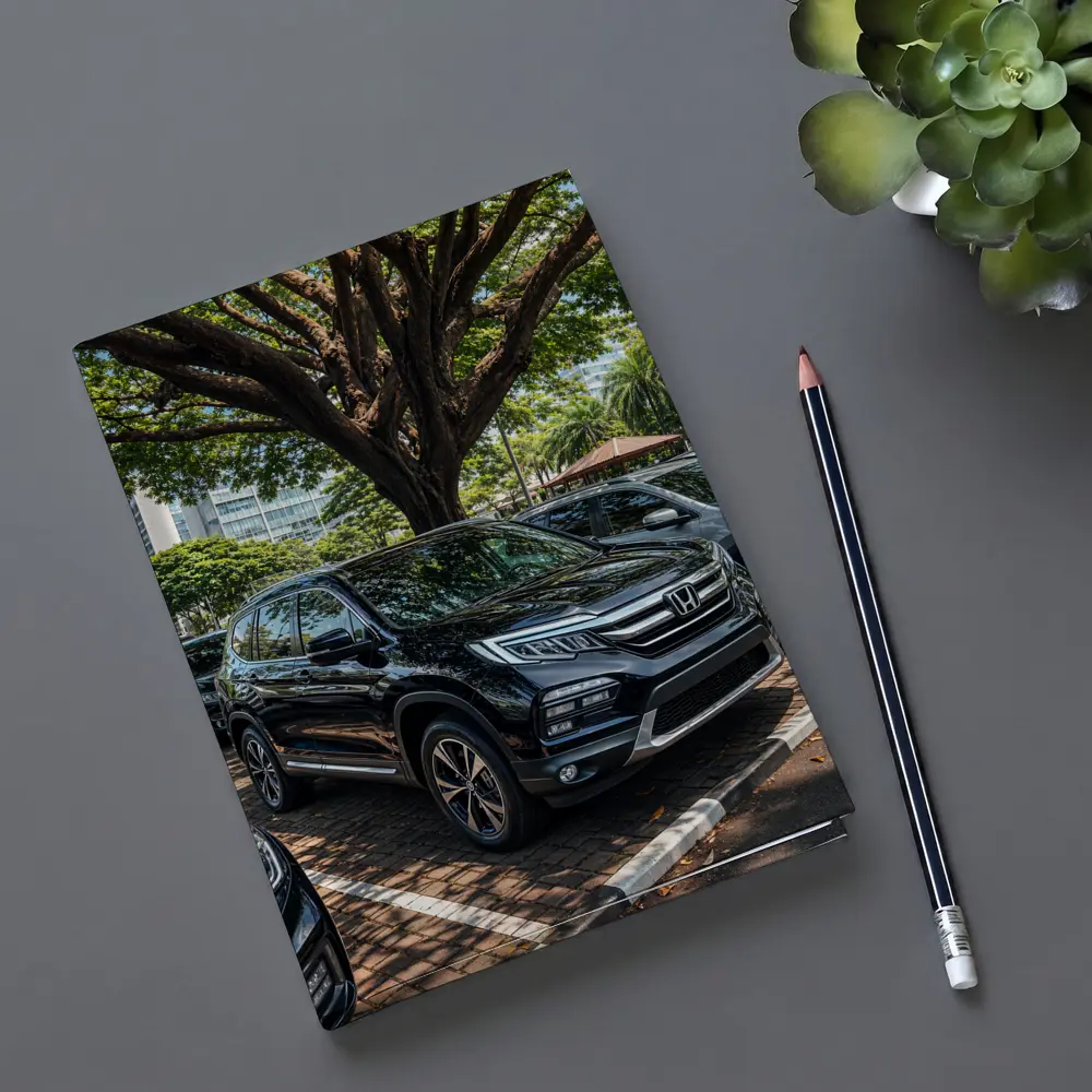 Honda Pilot Black SUV Urban Parking Scene – Notebooks