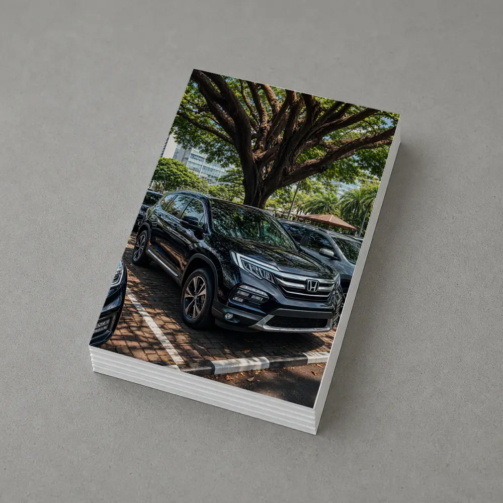 Honda Pilot Black SUV Urban Parking Scene – Postcards