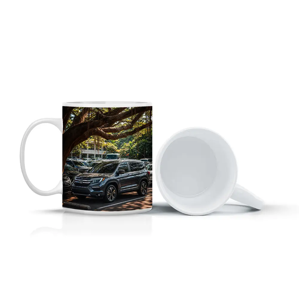 Honda Pilot SUV Parked Under Tropical Trees – Mugs