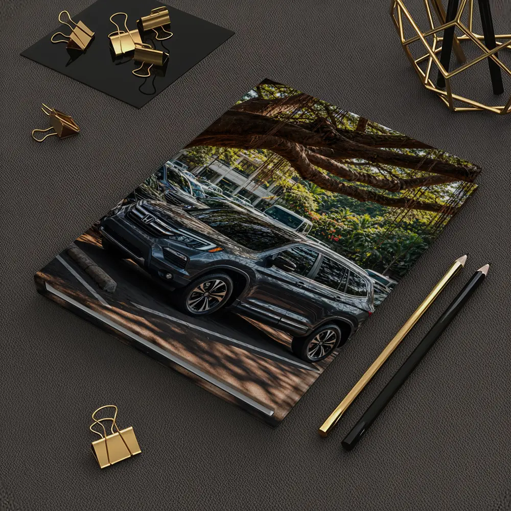 Honda Pilot SUV Parked Under Tropical Trees – Notebooks