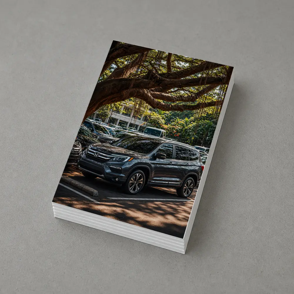 Honda Pilot SUV Parked Under Tropical Trees – Postcards