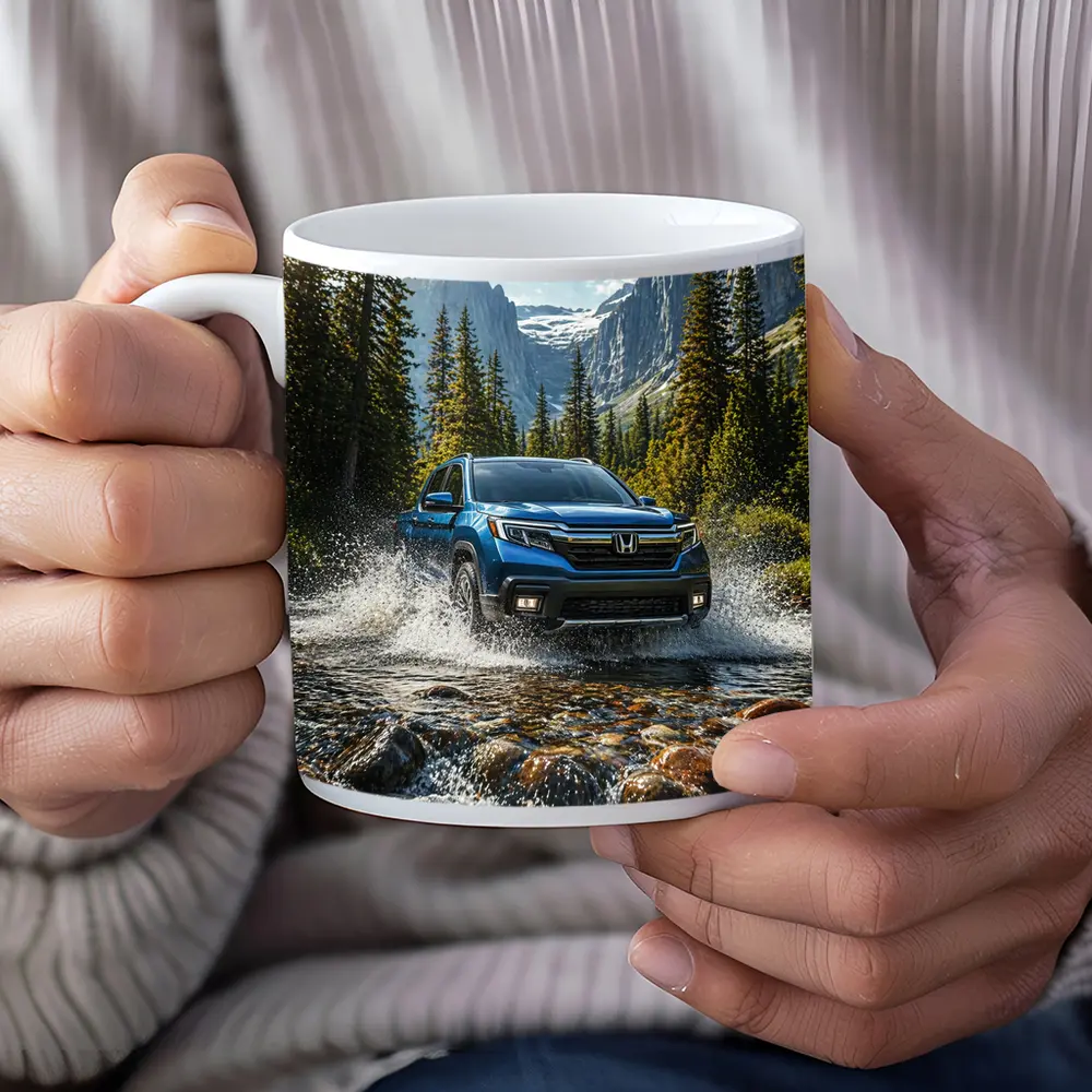Honda Ridgeline Truck Splashing Mountain River – Mugs
