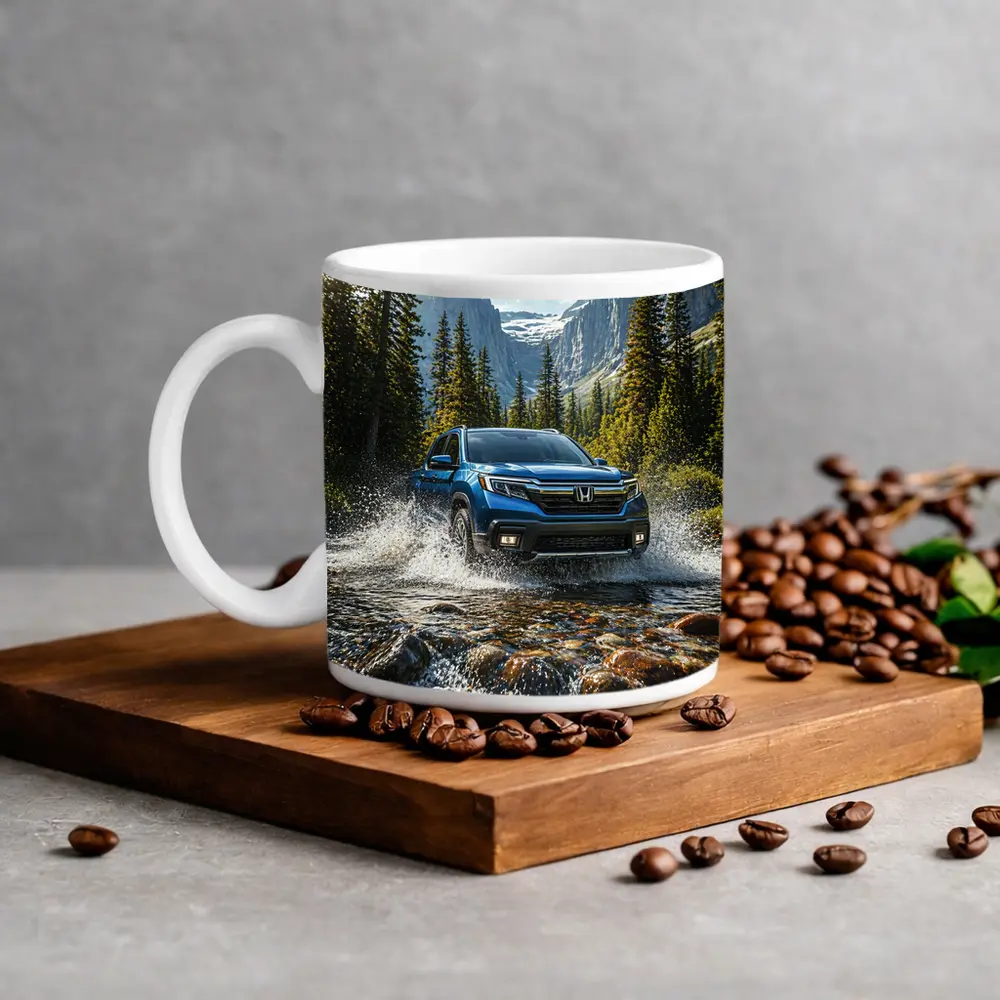 Honda Ridgeline Truck Splashing Mountain River – Mugs