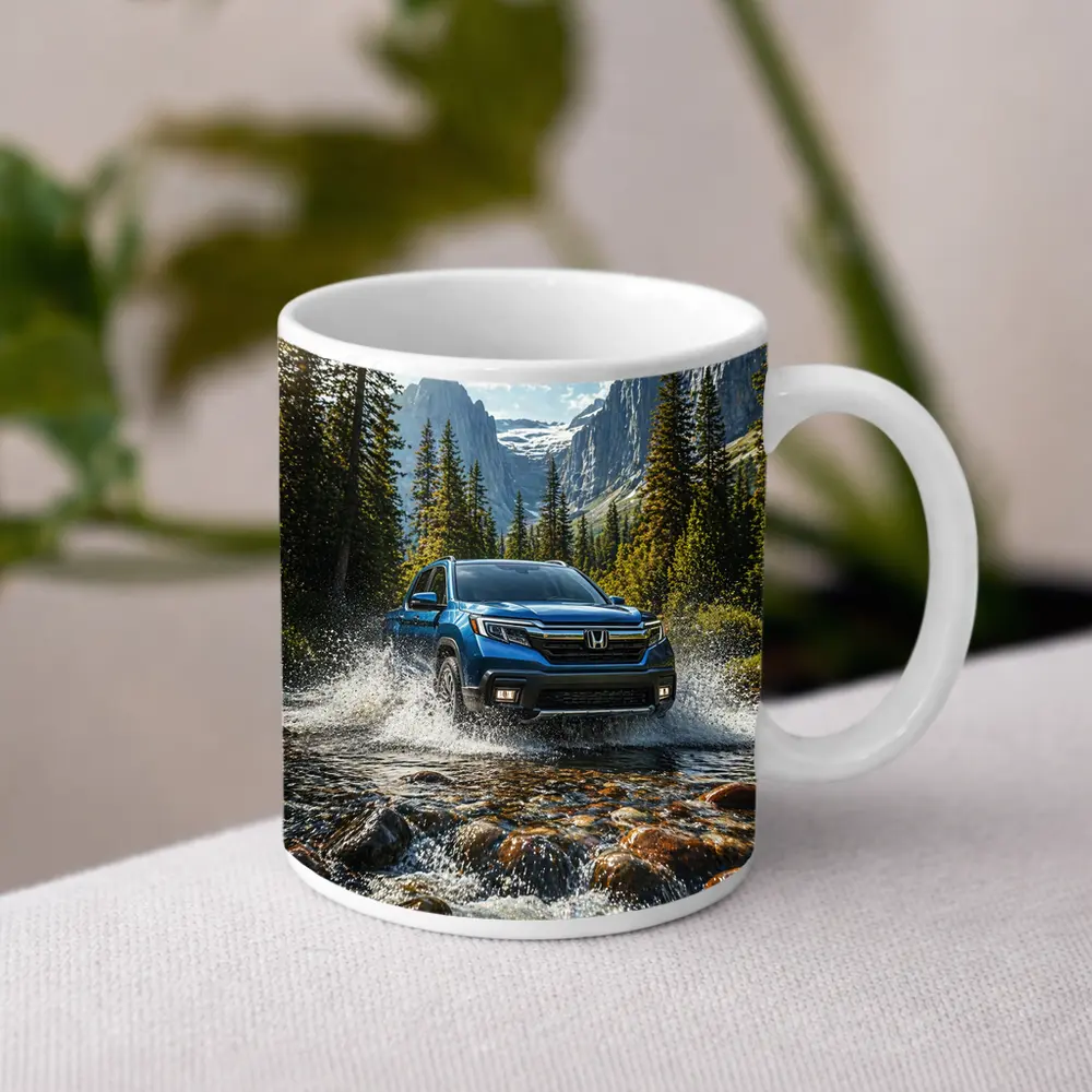 Honda Ridgeline Truck Splashing Mountain River – Mugs
